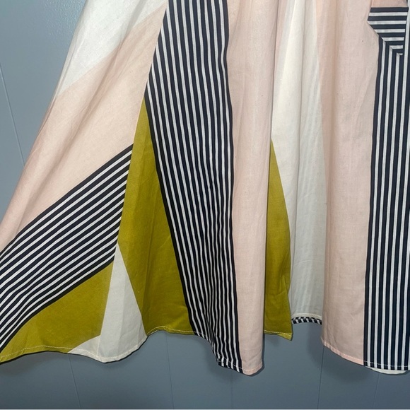 Modcloth x Collectif Eva Juicy Pink and Green Stripes Swing Skirt XXS - Picture 3 of 9